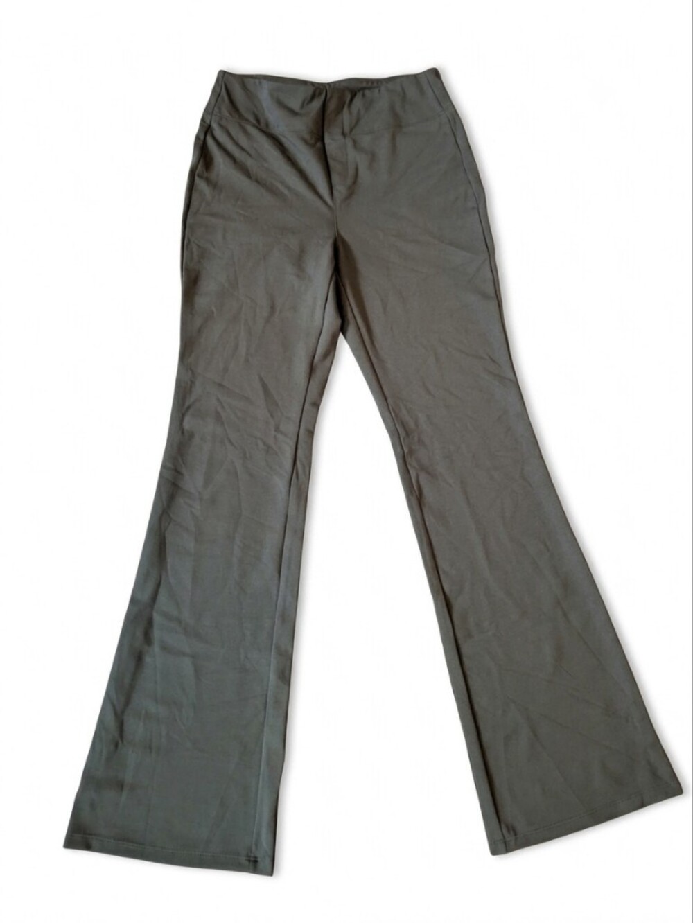 Halara Flare Pants Womens Medium Tall Olive Green High Rise Pockets Lounge